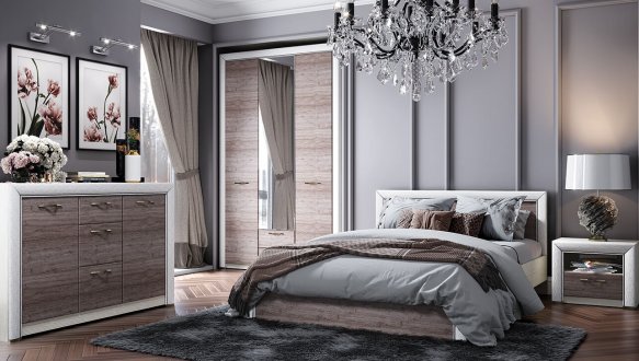 Спальня Olivia/Оливия Mebelbos №2 с шкафом 2D и комодом 3S