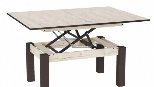 Стол-трансформер B-Fly Glass Art In Head Дуб экспрессив песочный/Венге ноги/Бежевое стекло 5