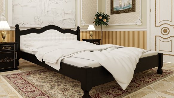 Кровать двуспальная деревянная с мягкой спинкой ЧДК Магнолия масив Вільха 1