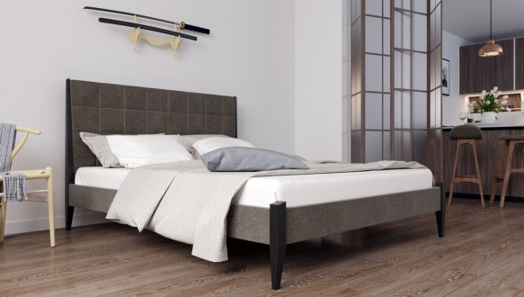 Кровать двуспальная деревянная с мягкими вставками ЧДК Токио Щит Ольха 5