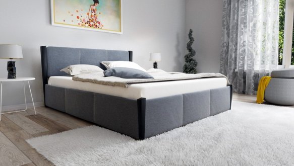 Кровать двуспальная деревянная с мягкими вставками и подьемным механизмом с нишей для белья ЧДК Сеул Щит Ольха 6