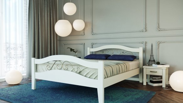 Ліжко дерев'яне Лев Афіна-2 Масив бук Білий