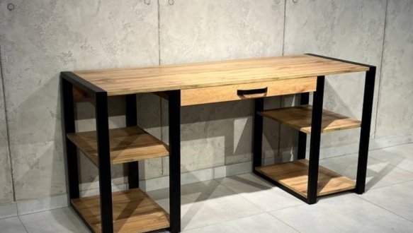 Стіл компютерний LOFT 2-х тумбовий Дуб Сонома / Чорний мат MebliRoMax 5