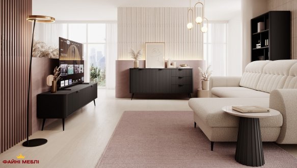 Тумба під ТВ Lante/Ланте RTV163 2D Чорний Perfect Home Ширина 163 см 4