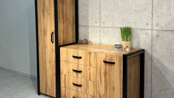 Пенал LOFT Дуб Сонома / Чорний мат MebliRoMax 2