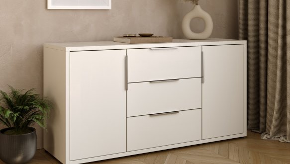 Комод дерев'яний DrevKO 2Д3Ш Арiна дводверний з 3 шухлядами Емаль