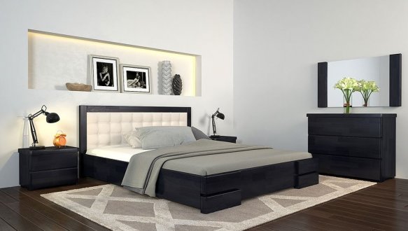 Ліжко двоспальне дерев'яне ArborDrev Регіна Люкс масив Сосна / Бук 7