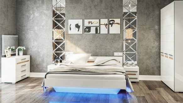 Спальня Bianko/Б'янко Світ меблів №1 с тумбами и шкафом 4D