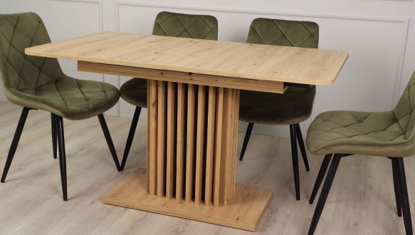 Стол Cassandra Интарсио Дуб Артизан/Чорний Раскладной 140/180 см 5