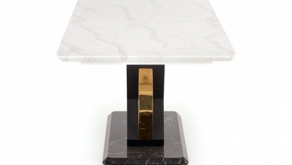 Стол Vincenzo белый мрамор/черный/золото 2