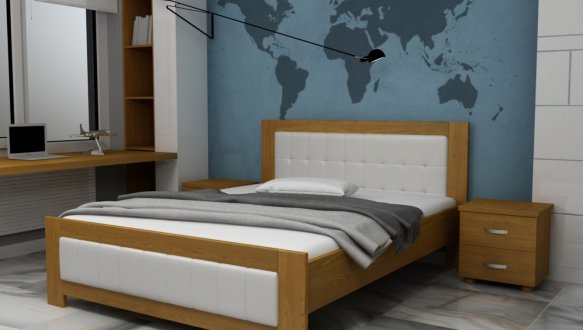 Кровать двуспальная деревянная Явито Енигма с подьемным механизмом и нишей для белья Массив Ольха / Ясень / Дуб 12