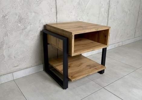 Тумба прикроватная LOFT Line Дуб сонома / Чёрный мат MebliRoMax 1