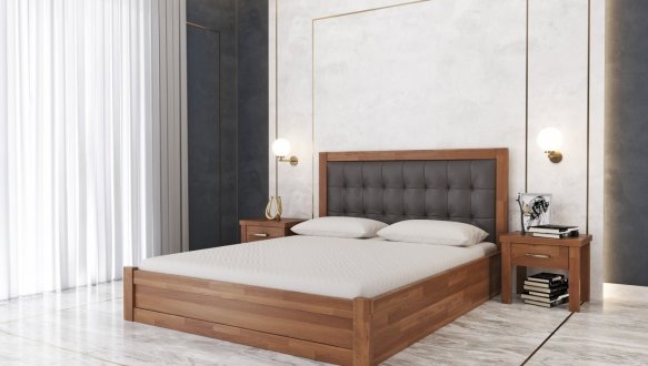 Кровать деревянная Лев Мардир 50 с подьемным механизмом и нишей для белья массив Бук 4