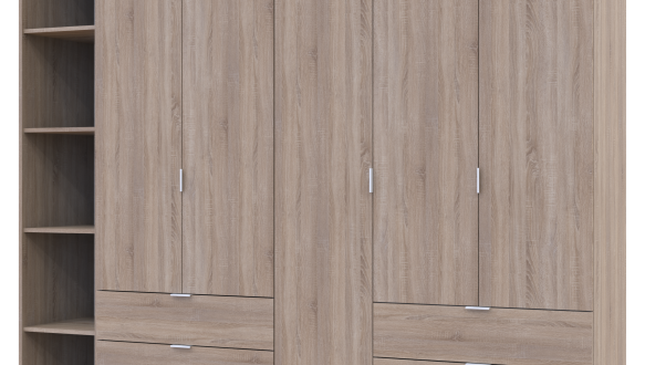 Шкаф Дорос Гелар дуб сонома с Этажеркой 5 дверной 231,9 см