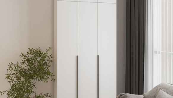 Шкаф Mebelstar Оскар трехдверный с антресолью и ящиками Белый снег 120 см