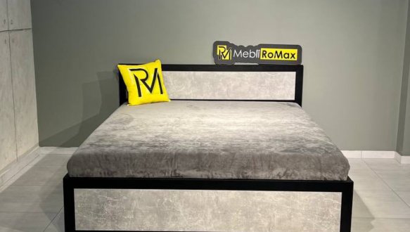 Кровать LOFT 180×200 + подъёмный механизм Дуб Сонома / Чёрный мат MebliRoMax