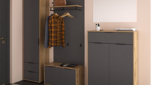 Модульная прихожая Сокме Нитро Графит Дуб вотан / Серый графит