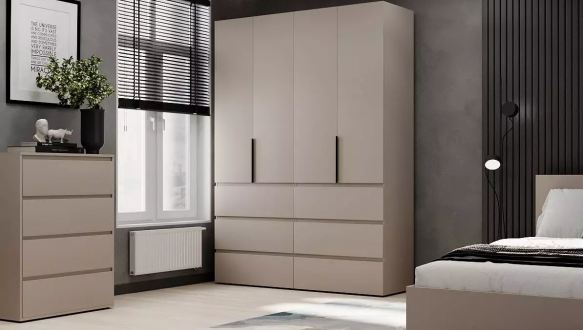 Шкаф распашной комбинированный четырёхдверный Art In Head №10 Light, ширина 160 см