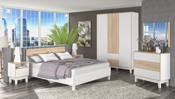 Модульная спальня Gloriya/Глория Mebel Service Дуб Самоа/Белый