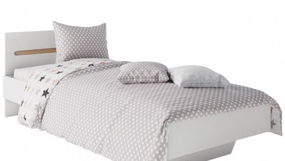 Кровать односпальная Світ меблів 90 Бьянко МДФ / ДСП Белый / Дуб Сонома