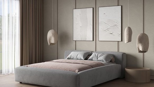 Кровать мягкая двуспальная Городок меблі Самсон без подъемного механизма