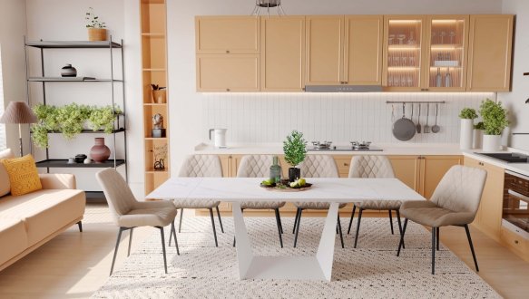 Стол Edmund (140-200 см) Snow White Matt / White legs 0