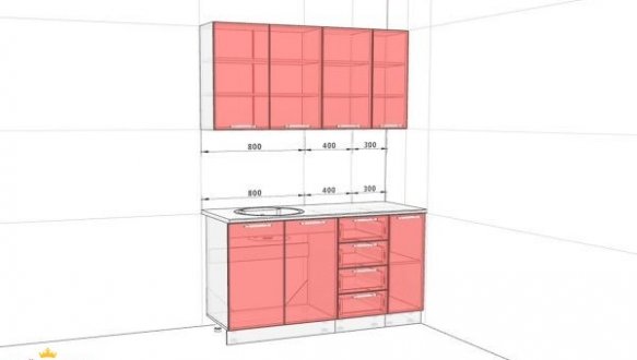 Кухонный комплект Окрашенный высокий глянец 1,5м 1