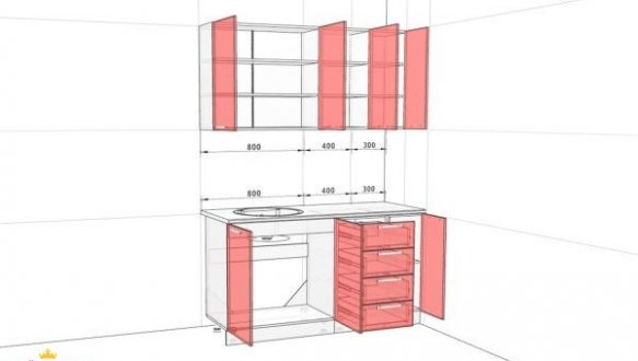 Кухонный комплект Окрашенный высокий глянец 1,5м 0