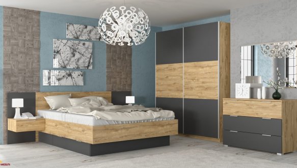 Кровать ламель + тумба прикроватная 2 шт. Кантри 0