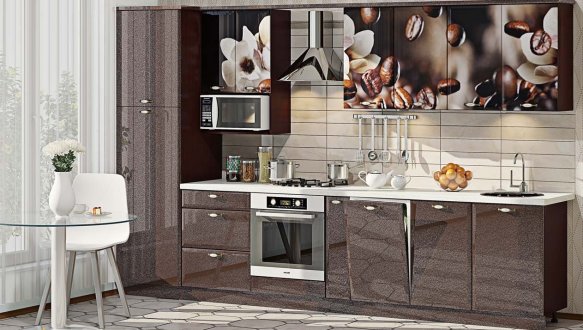Модульная кухня Хай-тек цветная печать 13