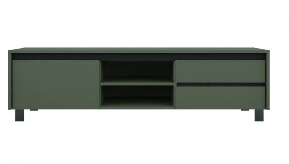 Тумба під ТВ RTV1K2So 1-дверна з 2 шухлядами Лаундж Зелений димчастий / Чорний