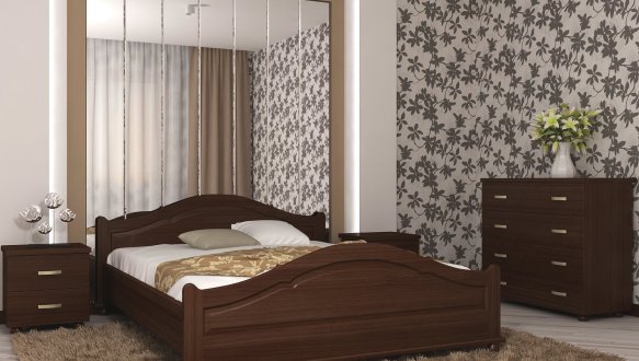 Кровать двуспальная деревянная Явито Орхидея Массив Ольха / Ясень / Дуб 