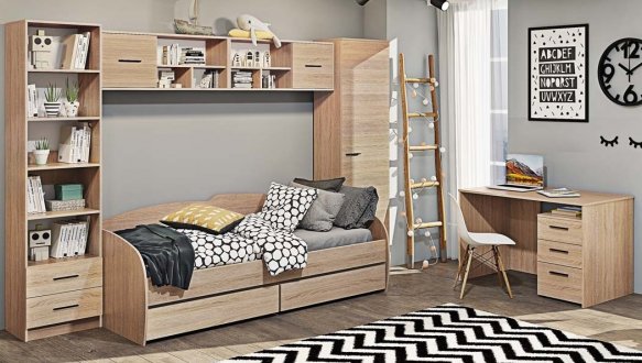 Модульная детская Oxford/Оксфорд Комфорт мебель Дуб Золотой/Белый глянец 3