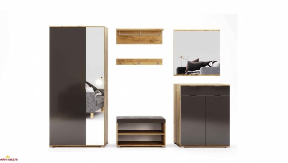 Модульная прихожая Миромарк Луна Дуб крафт / Мат лава 5