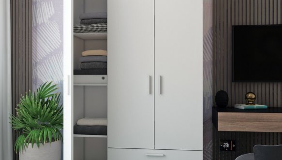 Шкаф для одежды Дорос Эктор 3 дверная с 2-мя ящиками белый 116 см 2