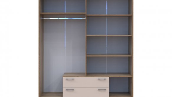 Шкаф Doros Ронди 4-дверный с ящиками 160 см Дуб Артизан / Кашемир 3