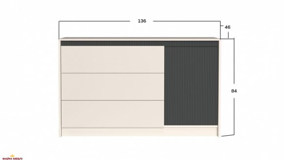 Комод KOM1D3S Монако Кашемір / Елегантний сірий софттач 2