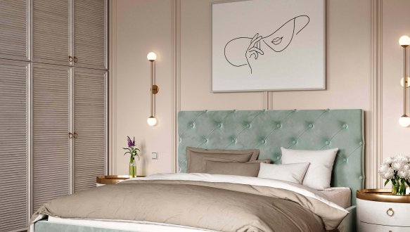 Ліжко м'яке двоспальне Віоріна Деко Велюр з підйомним механізмом та нішею для білизни