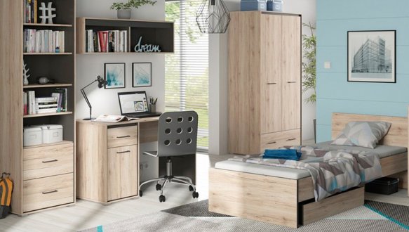 Модульна дитяча Ronse/Ронсе BRW Poland Сірий вольфрам/Дуб Санремо світлий