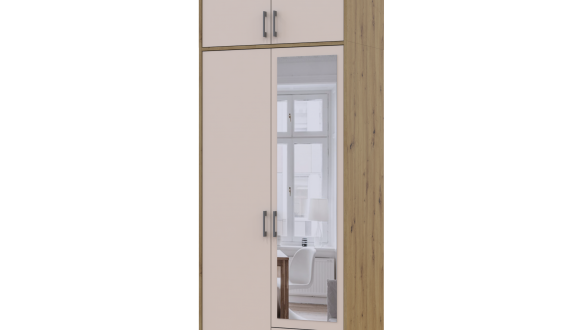 Шкаф для одежды Дорос Ронди кашемир с высокой антресолей и зеркалом 2-дверный 82 см