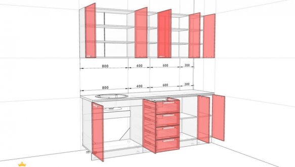 Кухонний комплект Фарбований високий глянець 2,1 м 0