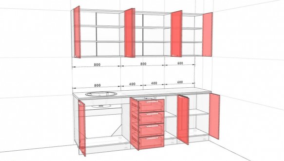 Кухонный комплект Окрашенный высокий глянец 2,2м 0