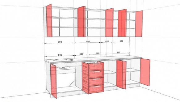 Кухонный комплект Окрашенный высокий глянец 2,6м 0