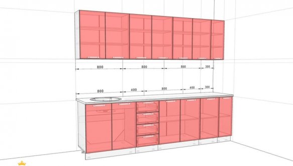 Кухонний комплект Фарбований високий глянець 2,7 м 1