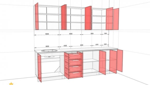 Кухонний комплект Фарбований високий глянець 2,7 м 0