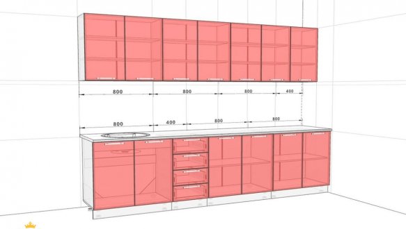 Кухонний комплект Фарбований високий глянець 2,8 м 1