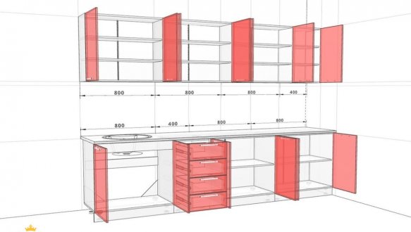 Кухонний комплект Фарбований високий глянець 2,8 м 0