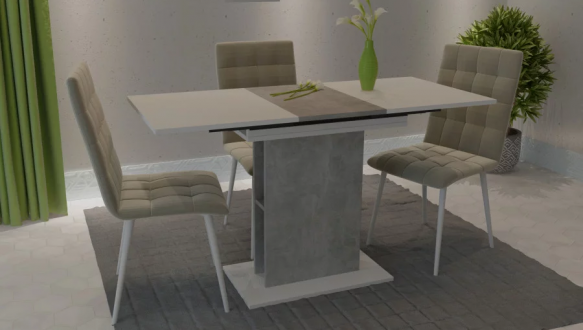 Стіл обідній Stoun / Стоун Інтарсіо Біла Аляска / Індастріал Розкладний 100/135 см 1