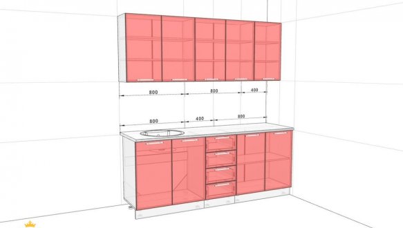 Кухонний комплект Фарбований високий глянець 2,0 м 1