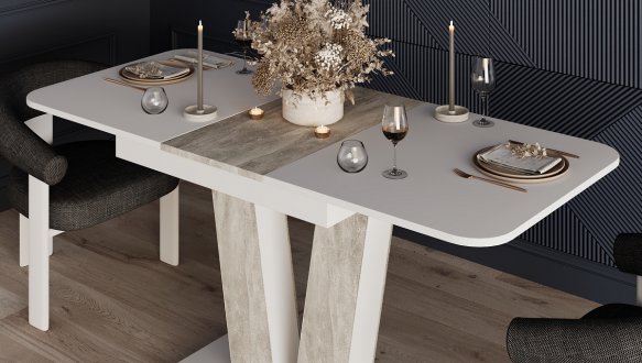 Стол-трансформер Vendi Белый бриллиант/Ателье светлый